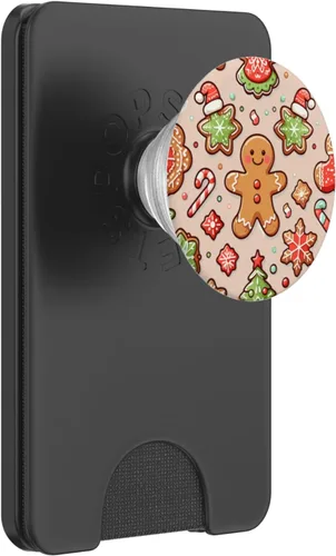 Vista 7 de Árbol de Navidad Luces de pan de jengibre copo de nieve amantes de las galletas PopSockets estándar PopGrip