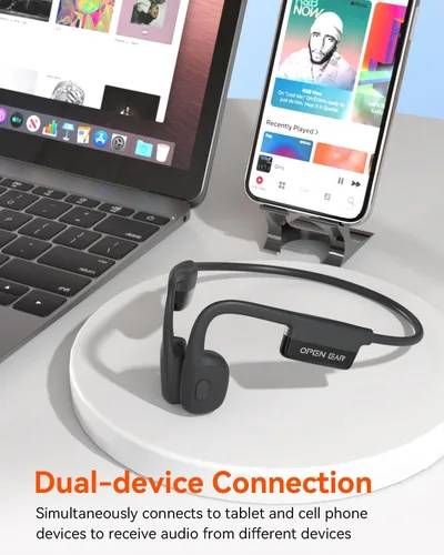Vista 8 de SANOTO Auriculares de conducción ósea Bluetooth 5.3, auriculares de oreja abierta con reducción de ruido de doble micrófono, batería de 8 horas