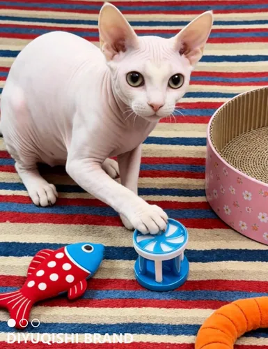 Vista 6 de Paquete de 20 pelotas de juguete para gatos para interiores, con bolas de campana de polipropileno, bolas de felpa y juguetes de primavera