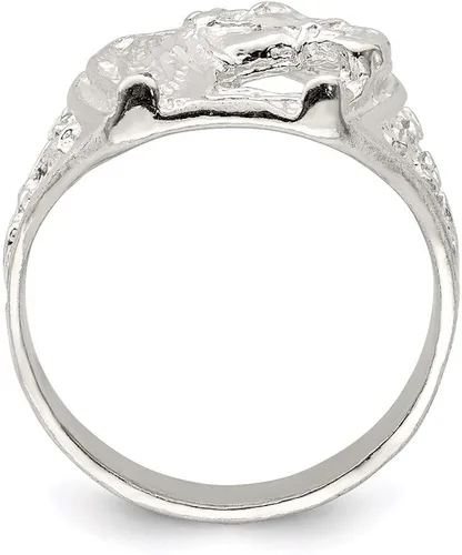 Vista 2 de Herradura de plata esterlina con anillo de cabeza de caballo estilo QR134-9, Metal, no conocido