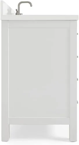 Vista 9 de ARIEL Cambridge - Mueble de baño de 42 pulgadas con fregadero, madera maciza, encimera y protector contra salpicaduras de cuarzo blanco puro de 1.5