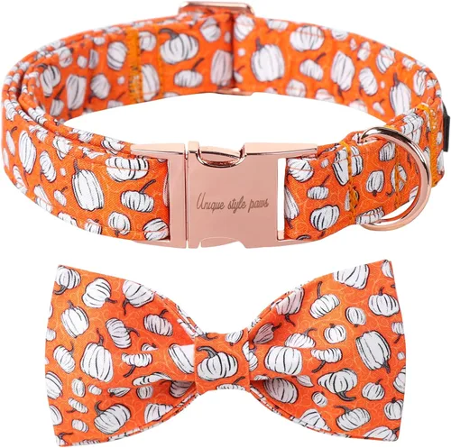 Vista 11 de Unique style paws - Collar de otoño para perros con lazo, collar para cachorros, regalo para mascotas, collar ajustable para perro, collares