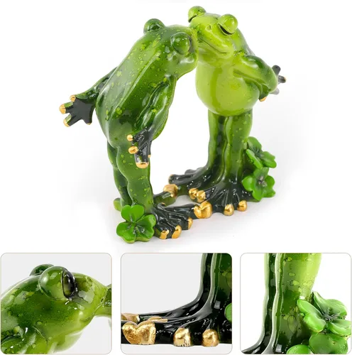 Vista 3 de Figuras de rana de 4.4 pulgadas, estatuas de rana de resina, adorable escultura de rana perfecta para decoración del hogar