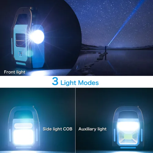 Vista 2 de 1 paquete 3 en 1 solar recargable USB más brillante COB LED linterna de camping, linterna de emergencia impermeable LED luz