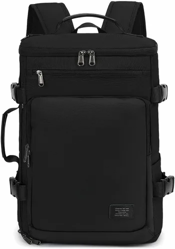 Vista 22 de Kalesi Mochila Bolsa de Lona para Gimnasio 4 Vías Impermeable con Compartimento para Zapatos para Viaje Deporte Senderismo Laptop, 02-Negro