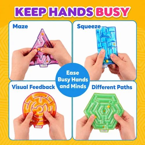 Vista 5 de Juguetes Esponjosos Sensoriales para Inquietos para Niños: Pack de 4 Juguetes Sensoriales Laberinto para Autismo - Juguetes para Inquietos con Goma