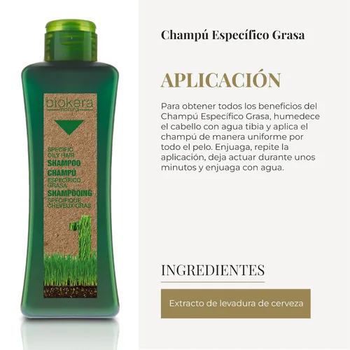 Vista 4 de Salerm Biokera Champú específico para cabello graso unisex, 10.8 onzas