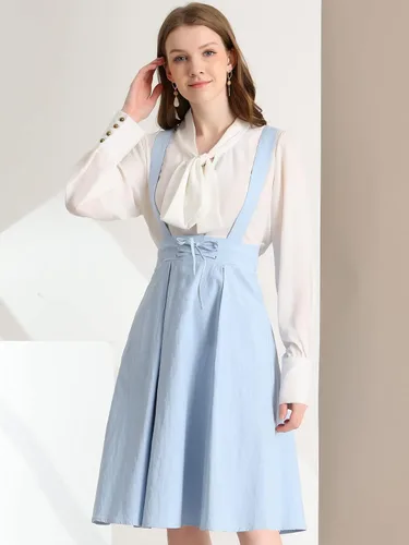 Vista 3 de Allegra K Women's Suspender Braces Skirts Elastic Waist Overall Dress
