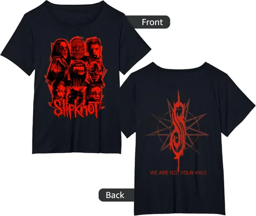 Vista 8 de Slipknot Camiseta oficial con parche rojo con texto en inglés «We are Not Your Kind», talla S