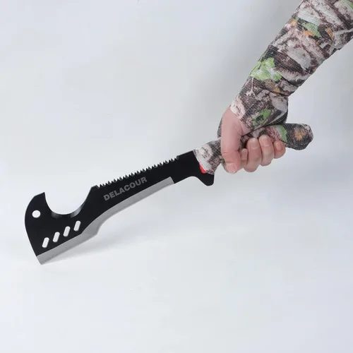 Vista 3 de Delacour - Machete de hacha multiusos con funda de nailon - Machete de supervivencia ideal para camping, pesca, caza, bushcraft - Hacha de cepillo
