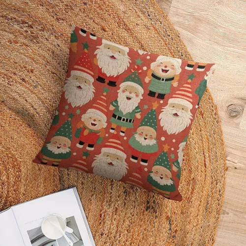 Vista 6 de Funda de almohada moderna para sofá, funda de almohada decorativa de tela de lino para exteriores, fundas de cojín de Navidad de Papá Noel