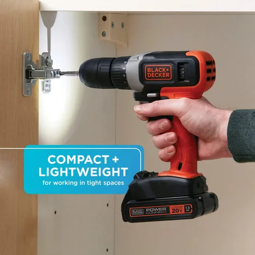 Vista 4 de BLACK+DECKER Kit de taladro inalámbrico de 20V MAX con batería, cargador, incluye broca de taladro de doble cara (BCD702C1)