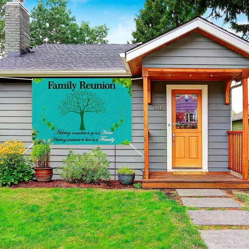 Vista 4 de Fondo de reunión familiar de 6 x 4 pies, pancarta con texto en inglés "We are Family", árbol genealógico, accesorios para cabina de fotos, fondo
