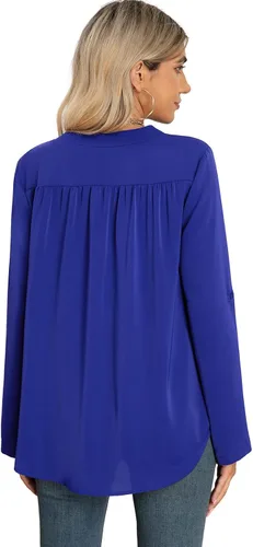 Vista 6 de QUEZHU Blusas de manga 34 para mujer, estilo casual, elegante, de gasa, cuello en V, blusas