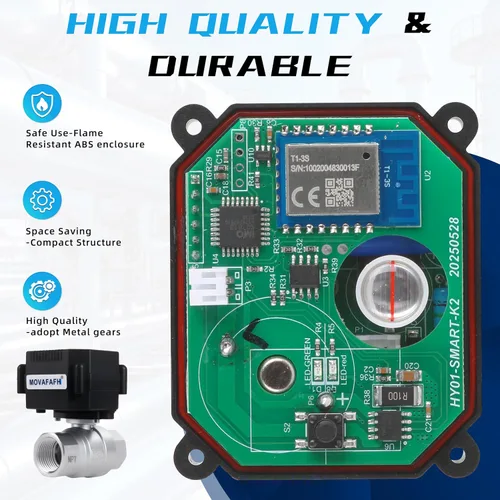 Vista 3 de Temporizador de agua inteligente de 1/2 "- Sensor de apagado automático, válvula de bola motorizada inteligente de acero inoxidable, conexión USB