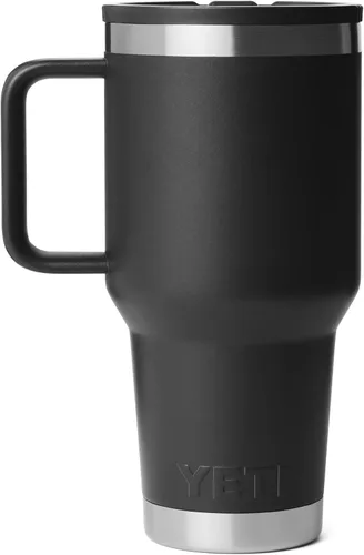 Vista 5 de YETI Rambler - Taza de viaje de 30 oz con tapa con pajita abatible - Acero inoxidable, aislada al vacío, a prueba de fugas, compatible con Negro