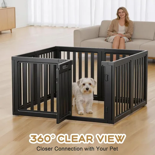 Vista 5 de Corralito para perros, corral transparente para perros, corral para perros en interiores, fácil de instalar y quitar, corralito para cachorros