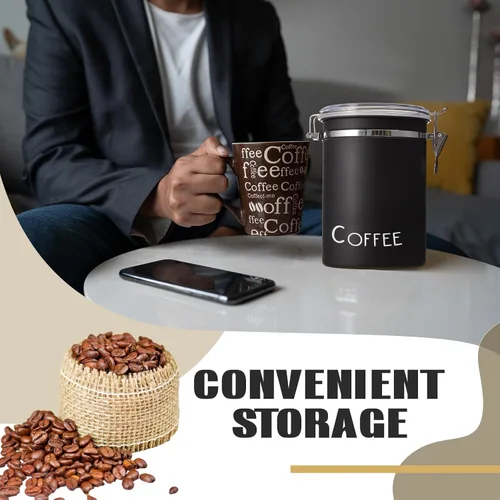 Vista 6 de FillTouch 3 recipientes de café herméticos extra grandes de 60.8 onzas con 3 cucharas, recipientes de acero inoxidable para almacenamiento