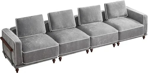 Vista 20 de Sofá biplaza modular de 80 pulgadas, sofá modular Cloud con reposabrazos y patas de madera, cómodo sofá tapizado de 2 plazas para sala de estar