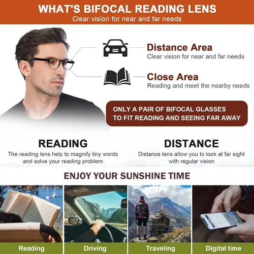 Vista 2 de Bifocal Reading Glasses Computer Blue light Block Clear Top Sun Readers Paquete de 3 (gafas de sol bifocales*3)