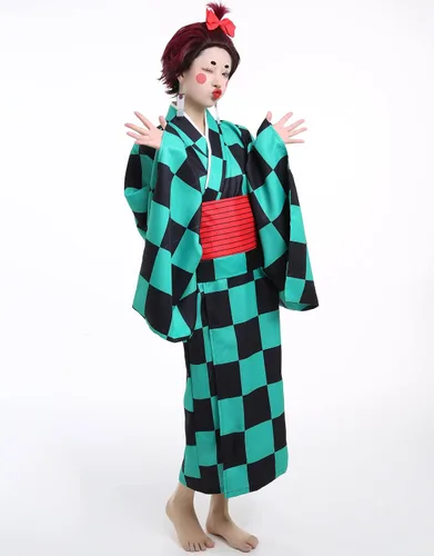 Vista 4 de miccostumes Kimono de anime unisex para cosplay, Haori japonés con Obi