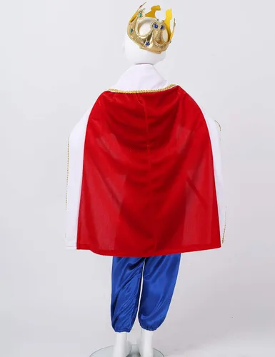 Vista 5 de dPois Disfraz de Príncipe Medieval para Niños Halloween Cosplay Fancy Dress up King Role Play Masquerade Party Trajes