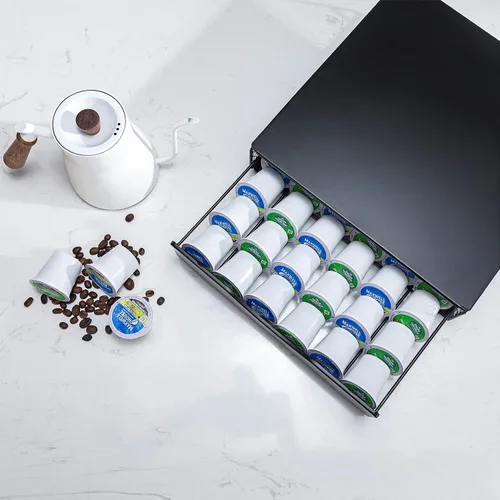 Vista 4 de K - Cajón para mostrador pequeño para Keurig K-Cup, con tapa de hierro (36 cápsulas)