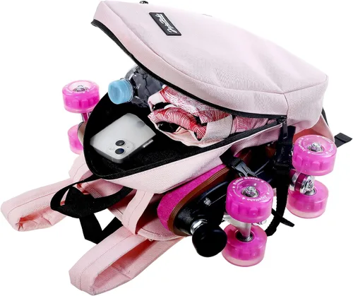 Vista 5 de JajaHoho Bolsas para patines de ruedas para mujeres y hombres, mochila multifuncional deportiva para patines de ruedas, patines de hielo, patines