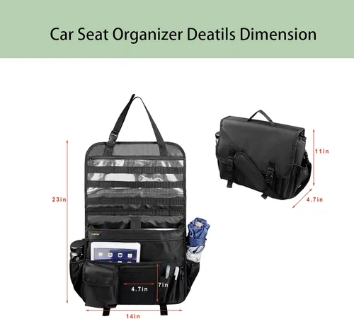 Vista 6 de ECWKVN Organizador de asiento delantero de automóvil para aplicación de la ley, almacenamiento portátil para asiento de pasajero con soporte