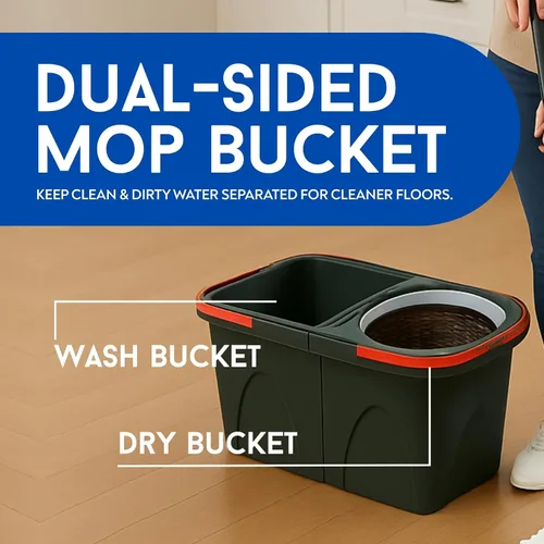 Vista 3 de Easy Spin - Juego de trapeador giratorio de microfibra y cubo con asa, herramientas de limpieza para el hogar y la cocina, diseño sin salpicaduras
