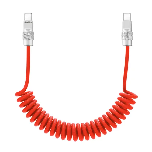 Vista 23 de chubbycable Curly Chubby - Cable de carga rápida USB C en espiral de 240 W, cable de carga retráctil trenzado duradero para automóvil compatible