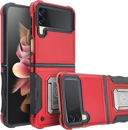 Vista 6 de Compatible con Galaxy Z Flip 3 Ring Case, Slim Magnetic Phone Case Premium Thin Full Protection Hard PC con agarre antideslizante, funda protectora