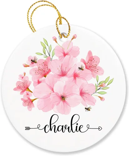 Vista 8 de Adorno personalizado de flor de azalea para la primera Navidad, adorno personalizado de Azalea 1ª Navidad, recuerdo de flores para amigos, regalo