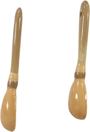 Vista 5 de Ebros Gift Wicca Witchcraft Witches Broomsticks - Juego de 2 cucharas de cerámica para café, té, tazas de 4.5 pulgadas de largo