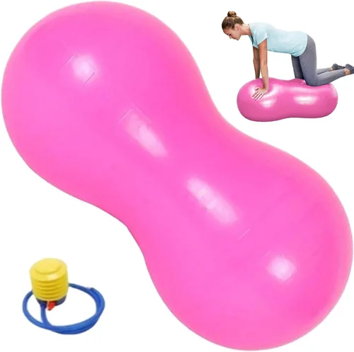 Vista 10 de Bola de maní antiestallido PVC grueso 35.4 x 17.7 pulgadas, ejercicio de equilibrio con bomba de aire para niños, embarazo, yoga, gimnasio en casa