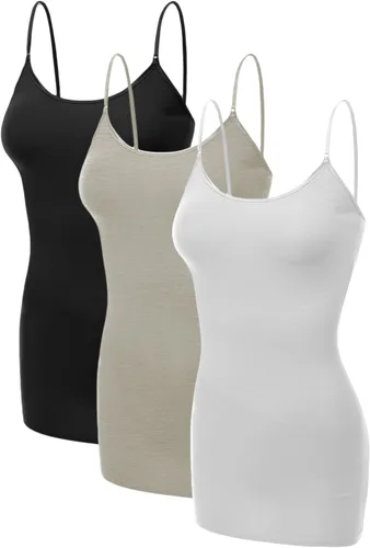 Vista 207 de Emmalise Camisola larga casual básica para mujer, con tirantes ajustables, top en capas