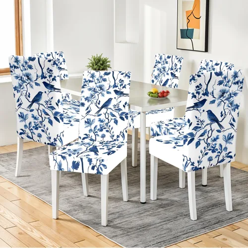 Vista 5 de ANNA QUEEN Juego de 6 fundas para sillas de comedor y cocina, fundas elásticas lavables para sillas de comedor, decoración elegante del hogar