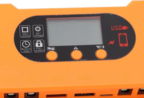 Vista 5 de Controlador de carga solar Dual USB tipo C de carga rápida Panel solar Regulador de batería Dc5521 Interfaz 12v/24v Adaptación automática (10A)