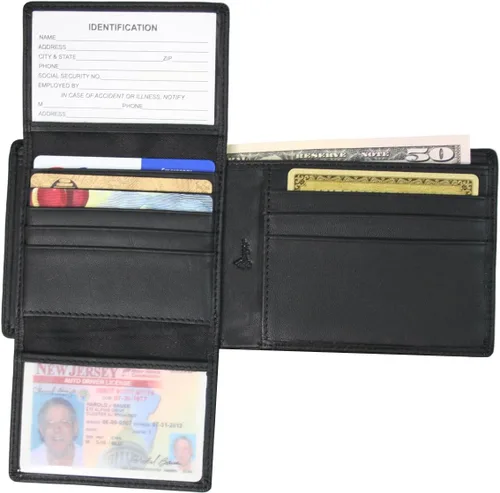 Vista 3 de Royce Leather Billetera plegable ejecutiva con bloqueo RFID para hombre en piel, Negro -, Cartera plegable ejecutiva con bloqueo RFID en piel