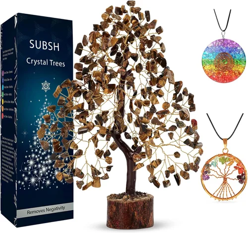 Vista 13 de Árbol de la vida de cristal amatista de 10-12 pulgadas con 2 colgantes de chakra – Bonsái de cristal sanador, árbol del dinero para energía