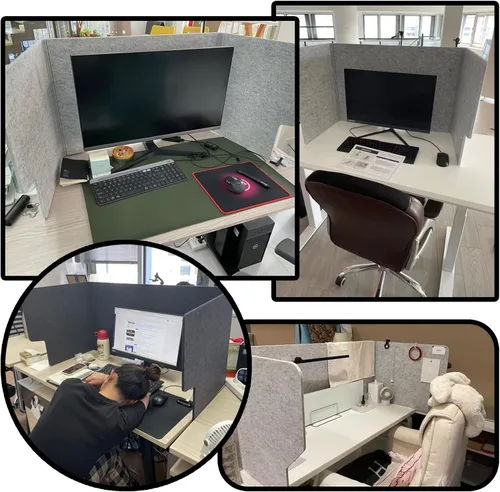 Vista 7 de WORDFUN Panel de escritorio divisores de escritorio, protector de estornudos de pie libre de 0.354 in de grosor, carpetas de privacidad de partición