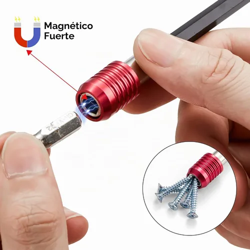 Vista 3 de Extensión de broca, juego de extensión magnética de 1/4, alta precisión con soporte magnético para brocas, 4 soportes multifunción para brocas