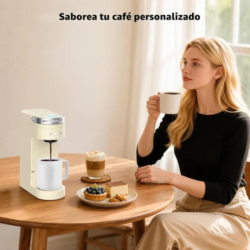 Vista 6 de CHULUX Cafetera compacta de una sola taza para cápsulas K Cup, apagado automático, color crema