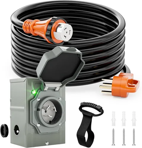 Vista 14 de Kit de cable generador de 30 amperios y 50 pies y caja de entrada preperforada