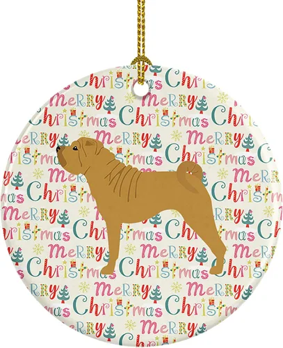 Vista 46 de Caroline's Treasures Affenpinscher - Adorno de cerámica con texto en inglés "Merry Christmas", multicolor para colgar en el árbol de Navidad