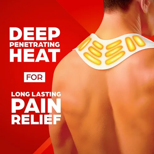Vista 2 de ThermaCare Envolturas térmicas para aliviar el dolor de cuello y hombros, almohadillas térmicas adhesivas portátiles con calor terapéutico de 16