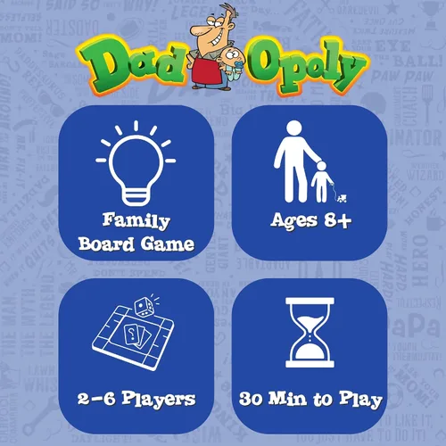 Vista 6 de DadOpoly - El divertido juego de mesa familiar para papás y niños, risas nocturnas familiares y diversión de humor para papá