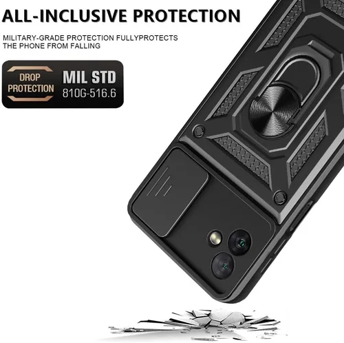 Vista 5 de Funda para teléfono Galaxy A06 4G: con protector de pantalla de 2 piezas, cubierta deslizante para cámara y soporte multiángulo para Samsung Galaxy