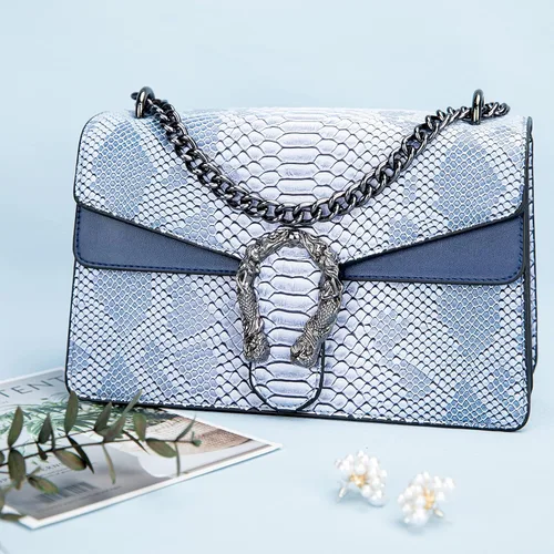 Vista 2 de Erideno Crossbody Bag Purses for Women Trendy Snake Print Purses for Women Chain Shoulder Bag Leather Handbags for Women