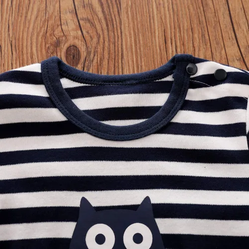 Vista 3 de Bebé Niñas Niños Lindo Azul marino búho Body Trajes recién nacido Rompers+sombrero Saliva Toalla